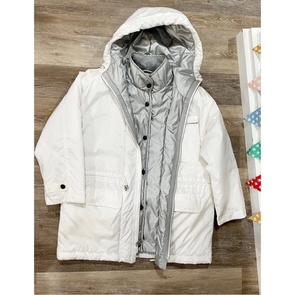 Mulberry Street Womens Sz XL White Oversized Puffer Hooded Winter Coat Full Zip - Picture 10 of 13